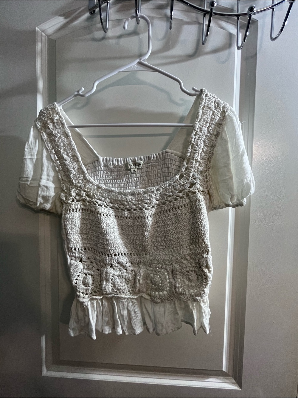 Women's Crochet Square-Neck Blouse